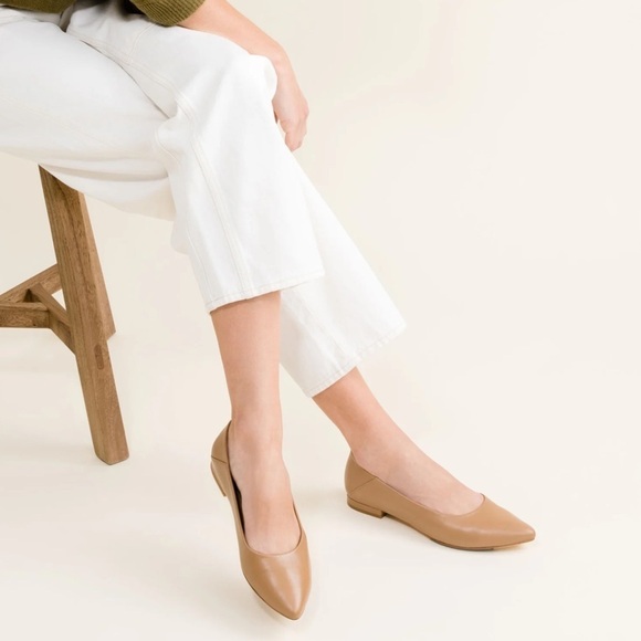 Nisolo Fina Almond Leather Pointed Toe Flat Size 10 - Picture 1 of 10